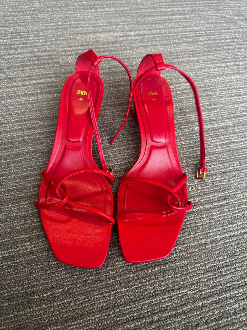 ZARA Bright Red Strappy Slingback Heels